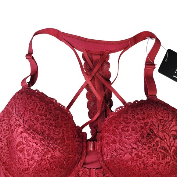 Ulla Popken Lace Underwired Bra Red 46C Soft Shell Front Closure Adj Strap NWT - Picture 4 of 12